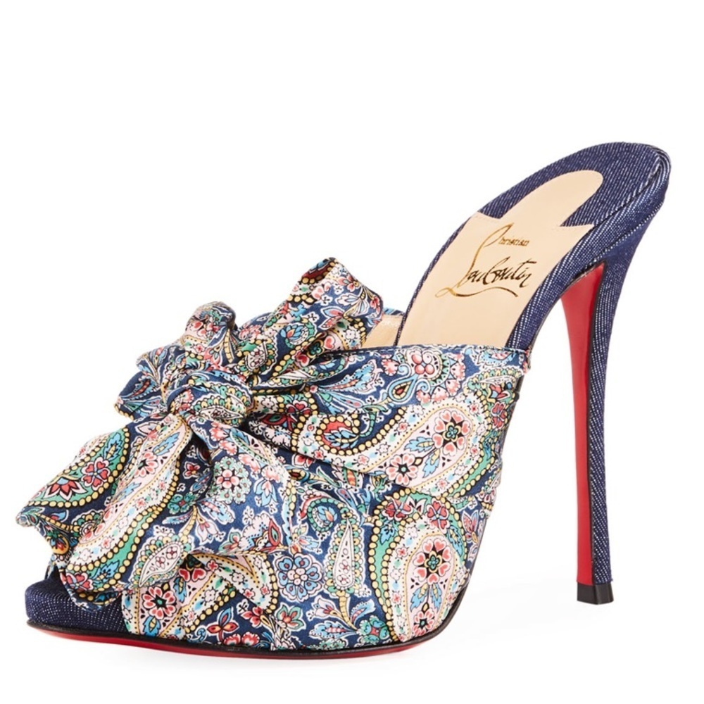 Christian Louboutin | Moniquissima Silk Paisley Print Mule 120mm |size 40.5